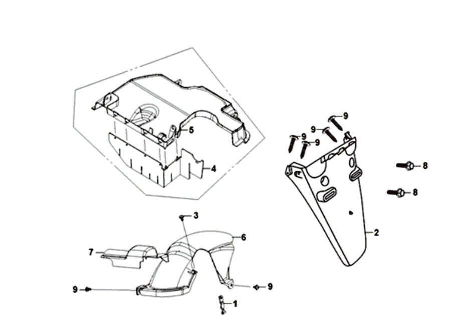 Achterspatbord Sym Fiddle II Euro 4