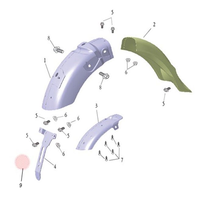 Achterspatbord AGM Caferacer Base zwart / rood