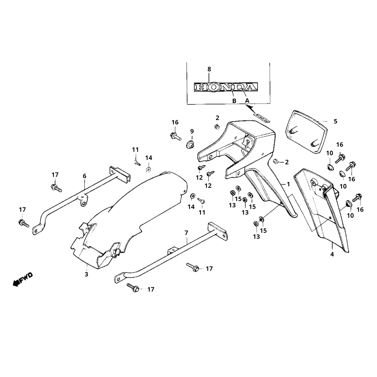 Achterspatbord Honda MB50/MB80