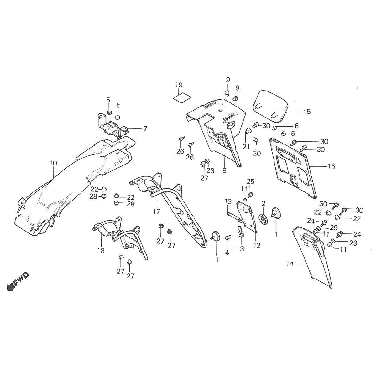 Achterspatbord Honda MT50