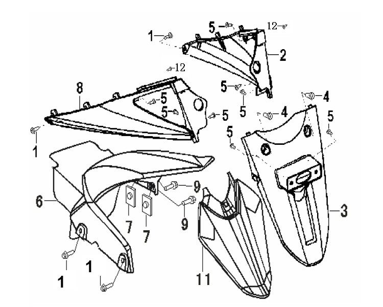 Achterspatbord Generic Xor Stroke 50 2-takt 2009