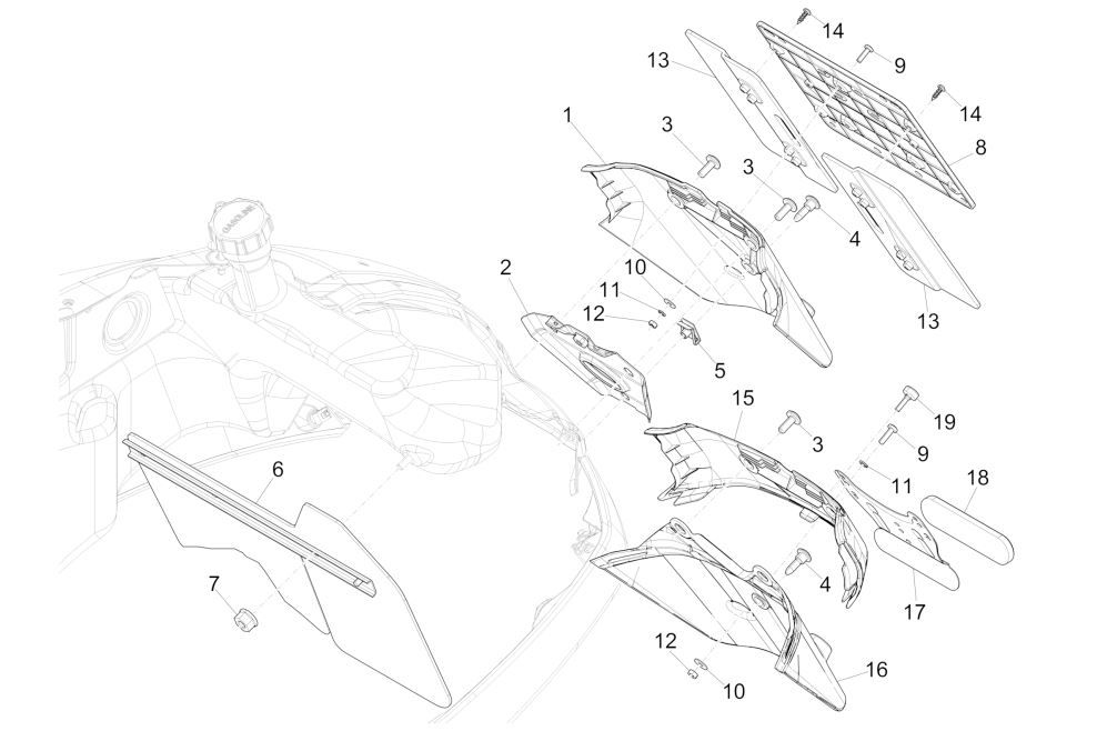Achterspatbord Vespa GTS 125 IE zwart 85/B