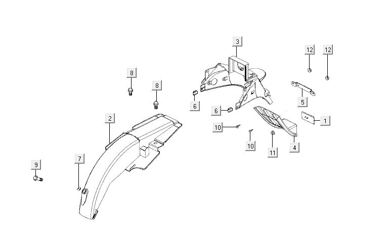 Achterspatbord Kymco Activ 50 4-takt blauw-zwart