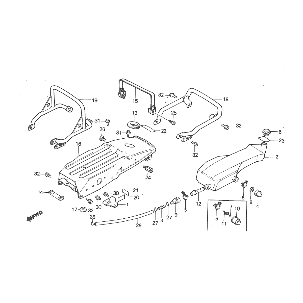 Achterspatbord - Olietank Honda MT 50