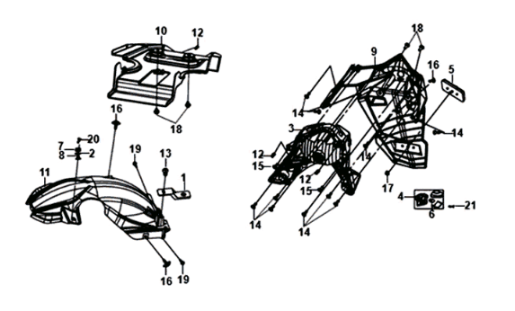 Achterspatbord / spatlap Sym Orbit III 125I E4