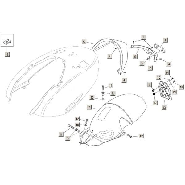 Achterspatbord Aprilia Habana 2-takt (Morini motor) 1999-2004