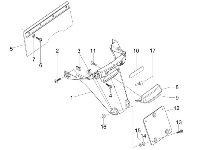 Achterspatbord Vespa S 50 2-takt AC wit monte 544