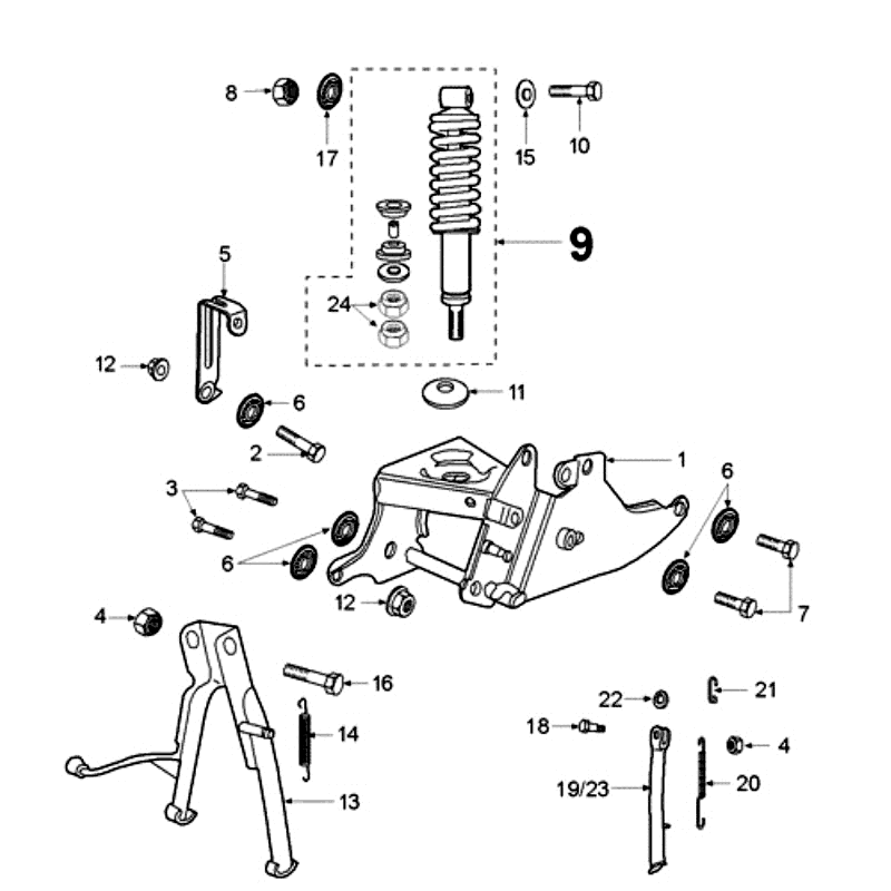 Schokbreker - Middenstandaard Peugeot Fox rood