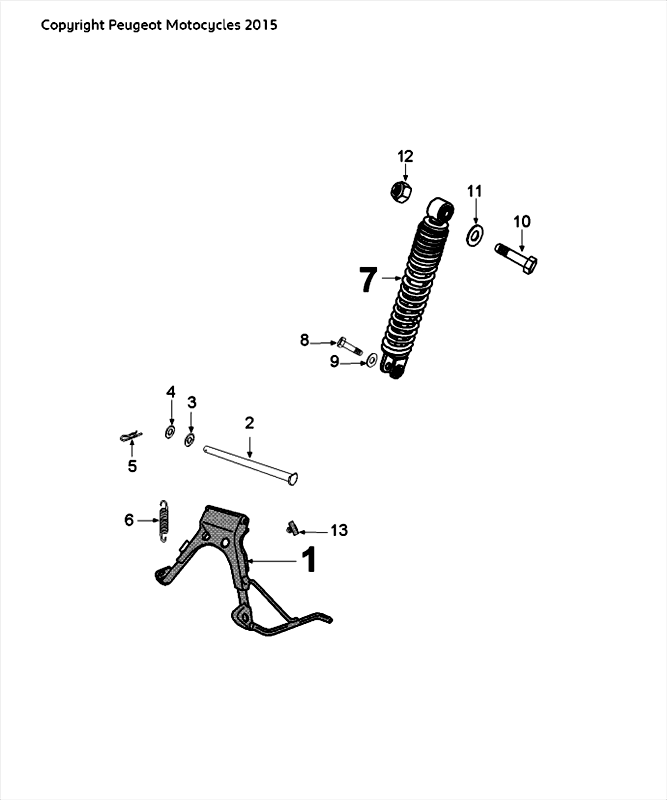 Schokbreker - Middenstandaard Peugeot Speedfight 4 50 2-takt LC zwartblauw