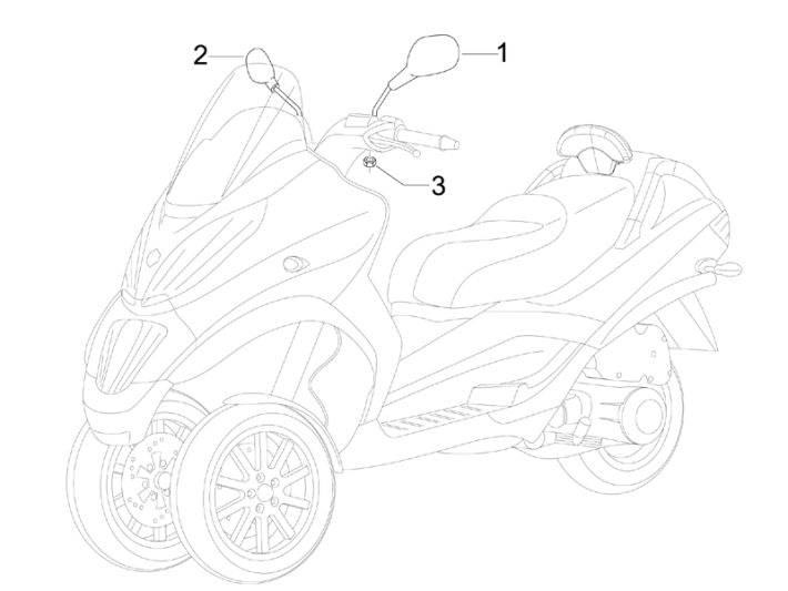 Spiegels Piaggio MP3 300 LT Sport 2009-2014 grijs pulsar 711/B