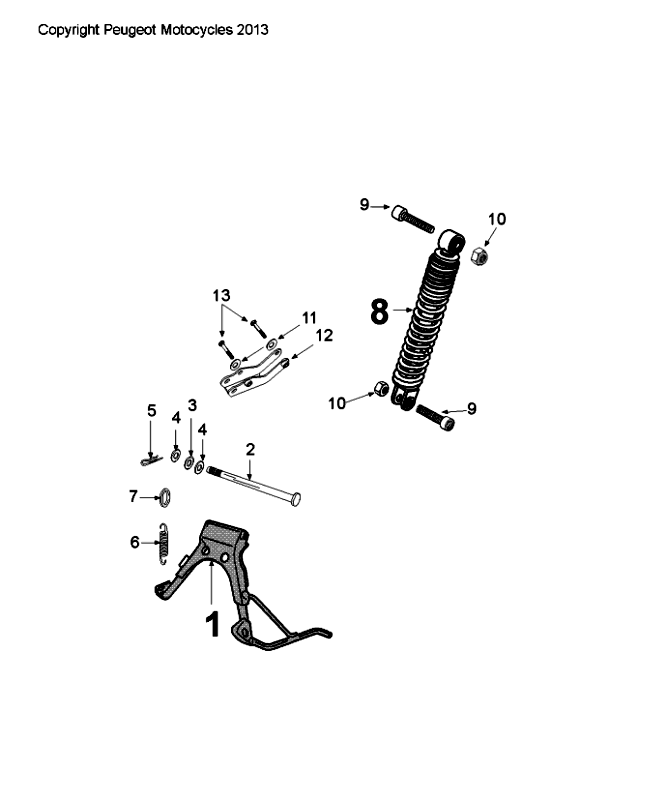 Schokbreker - Middenstandaard Peugeot Citystar 50 Bruin