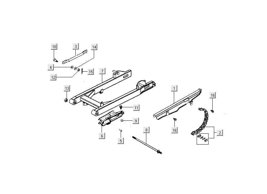 Achterbrug - Ketting Kymco Nexxon 50 4-takt donkergrijs