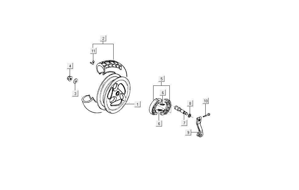 Achterwiel - Remschoenen Kymco Dink AC 2-takt Zilver