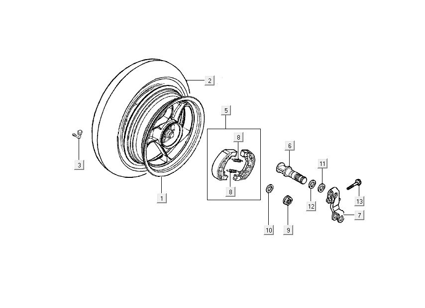 Achterwiel - Remschoenen Kymco Grand Dink 2-takt Titanium