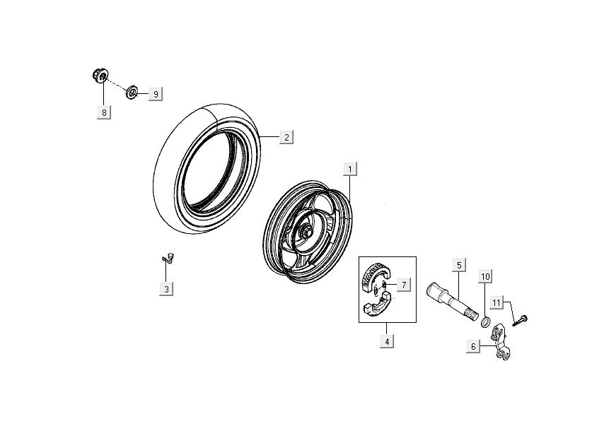 Achterwiel - Remschoenen Kymco Sento 50 4-takt Spring Wit