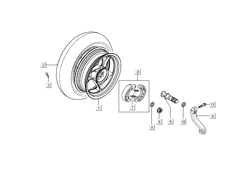 AChterwiel - Remschoenen Kymco Super9 50 2-takt AC oud model race zwart geel