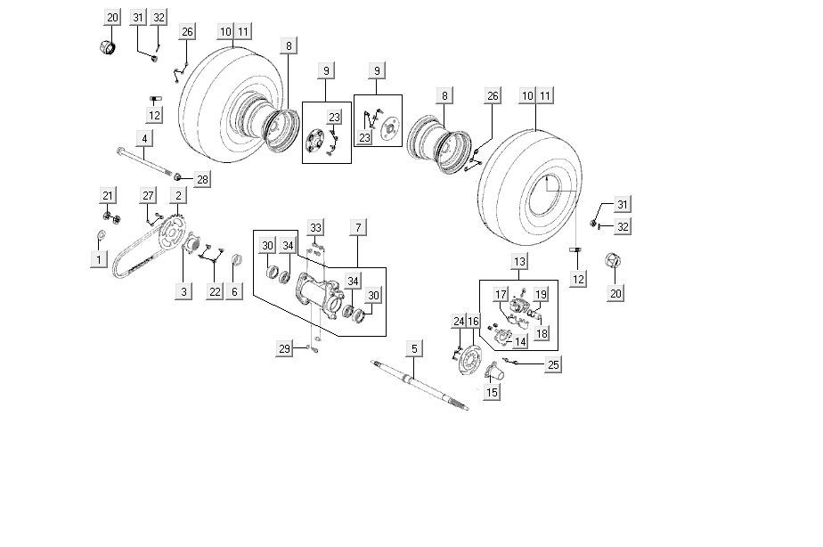 Achterwielen Kymco MXU 150