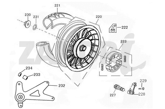 Achterwiel - Remschoenen BTC Riva Sport zwart