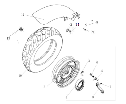 Achterwiel - Remschoenen China Ape 50 wit