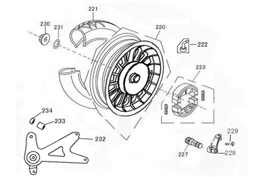 Achterwiel - Remschoenen China Classic S flat mat antraciet