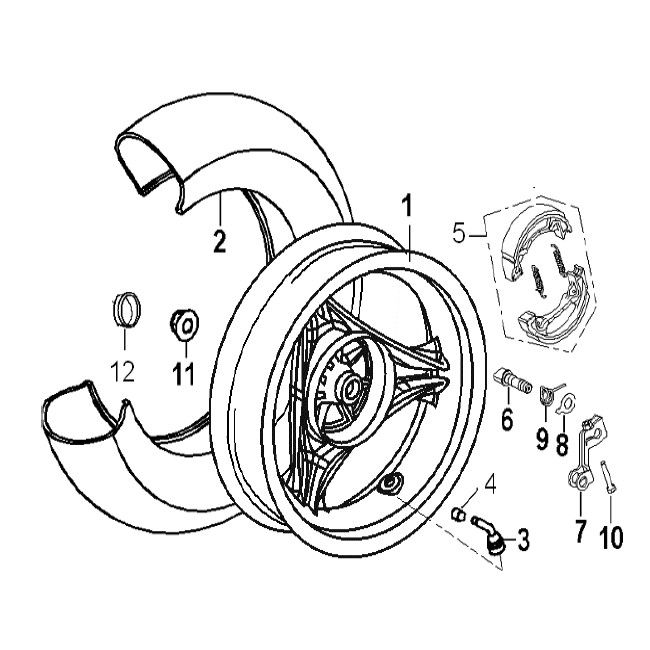Achterwiel - Remschoenen Generic Xor Stroke 50 2-takt 2009