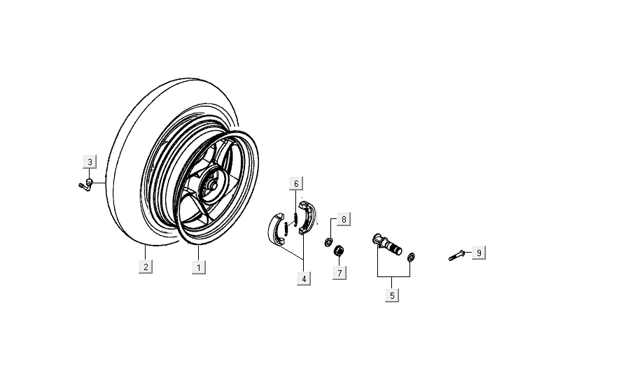 Achterwiel - Remschoenen Kymco Agility Delivery 4-takt Euro 4 wit