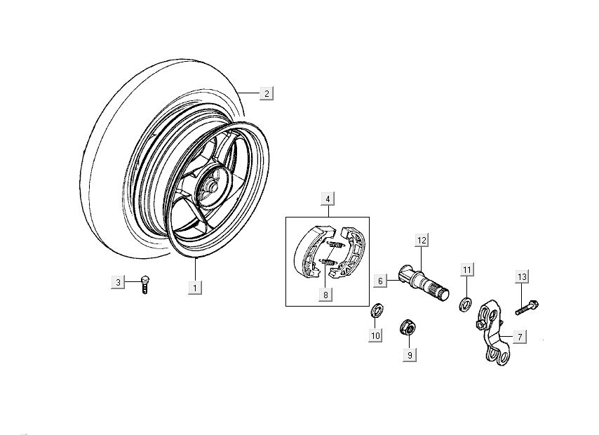 Achterwiel - Remschoenen Kymco New Dink 4-takt wit