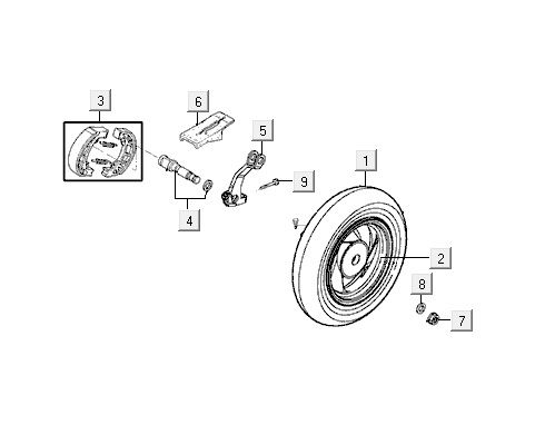 Achterwiel - Remschoenen Kymco VP50 4-takt ACbruin metallic