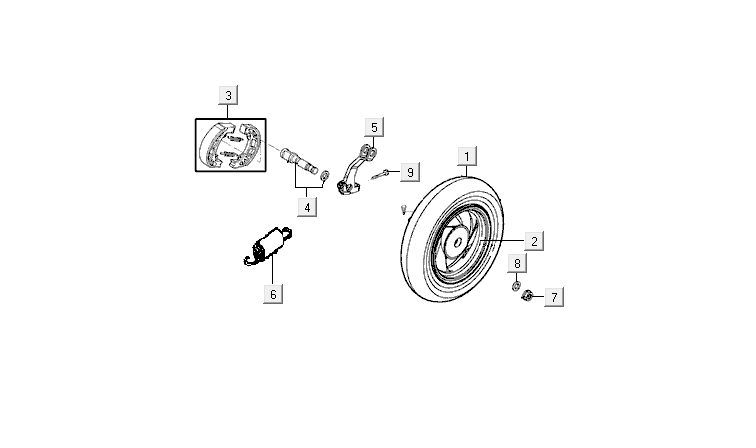 Achterwiel - Remschoenen Kymco VP50i Euro 4 renault bruin