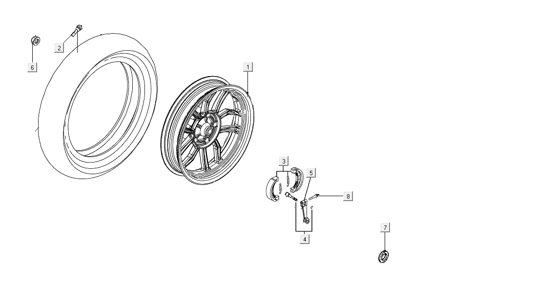 Achterwiel - Remschoenen Kymco People S 50i Euro 4 Blauw