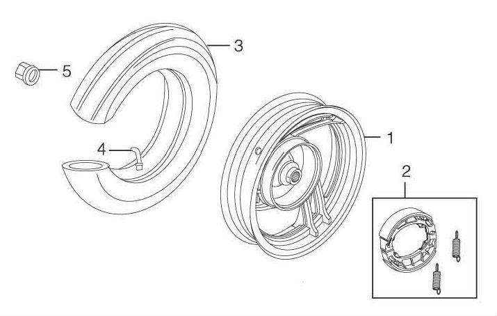 Achterwiel - Remschoenen Peugeot V-Clic 50 4-takt AC