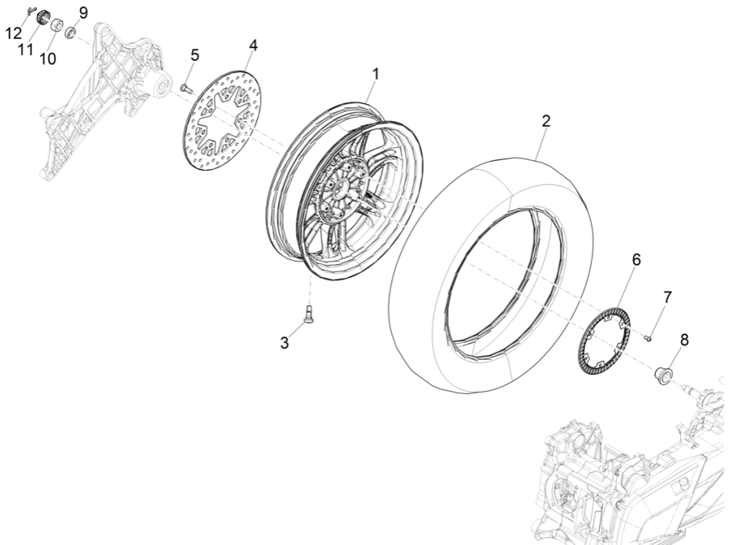 Achterwiel - Remschijf Piaggio Beverly 300 HPE 4V ABS Euro 5 2021-2022