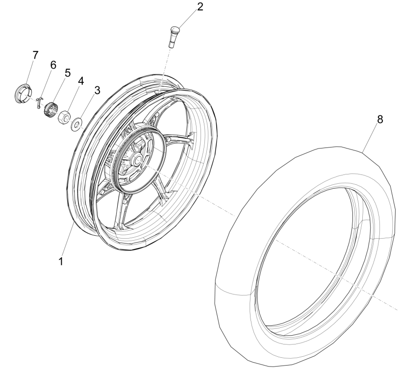 Achterwiel Piaggio Liberty 50 4-takt AC IGET 3V Euro 5