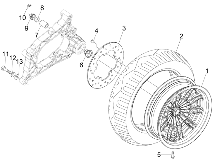Achterwiel - Remschijf Piaggio MP3 300 LT Sport 2009-2014