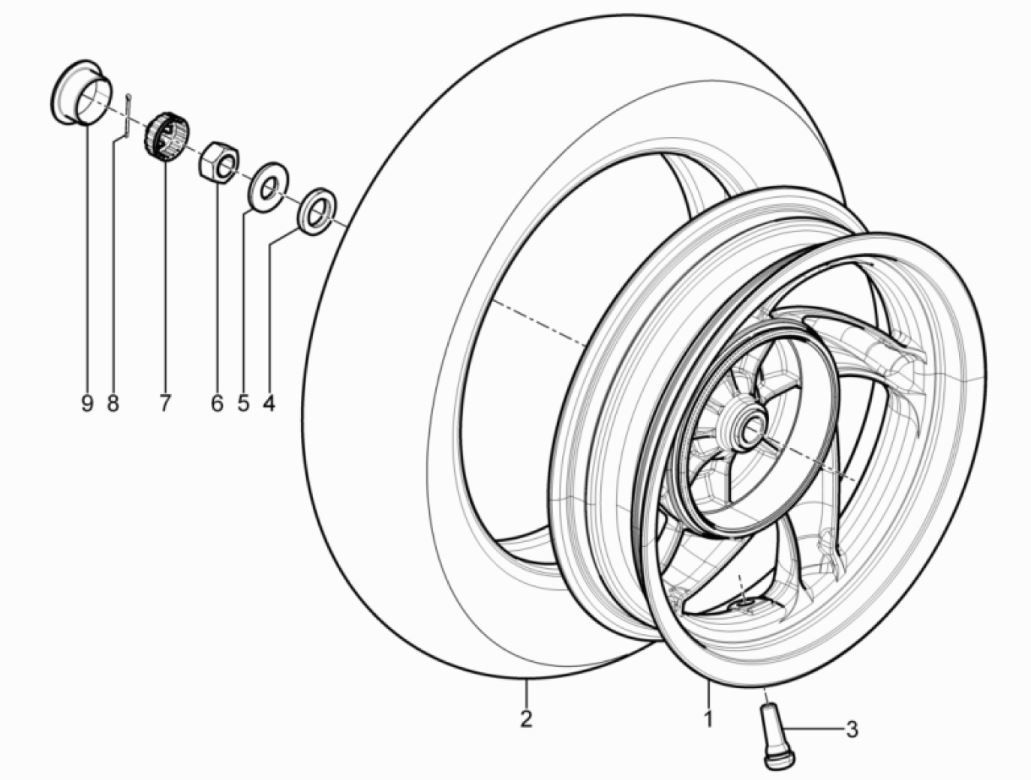 Achterwiel Piaggio Typhoon 50 2-takt Euro 3 2011