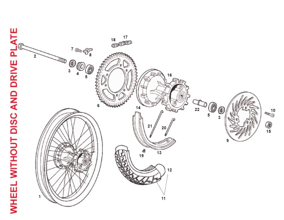 Achterwiel - Remschoenen Derbi Senda SM DRD 2006