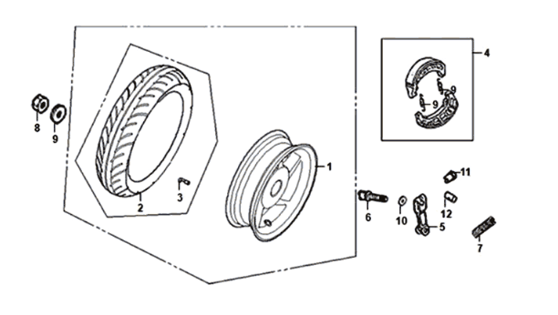 Achterwiel Sym Orbit III 125I E4