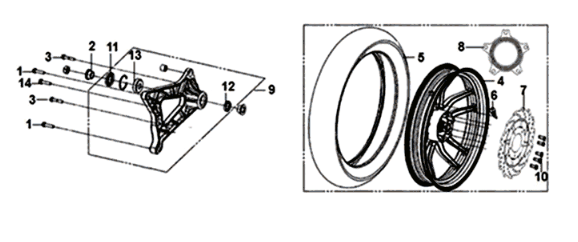 Achterwiel Sym Symphony ST 200I