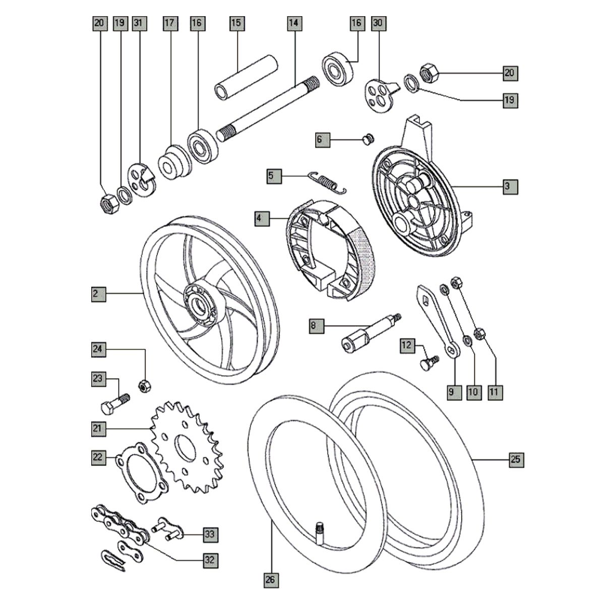 Achterwiel nieuw Tomos FLEXER EX (L0-L2)