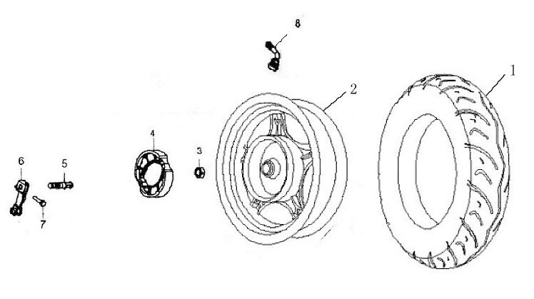 Achterwiel - Remschoenen Turbho RG50 wit zwart