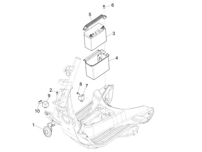 Accu - Claxon - Startrelais Vespa Sprint 50 4-takt IGET 3V Euro 4