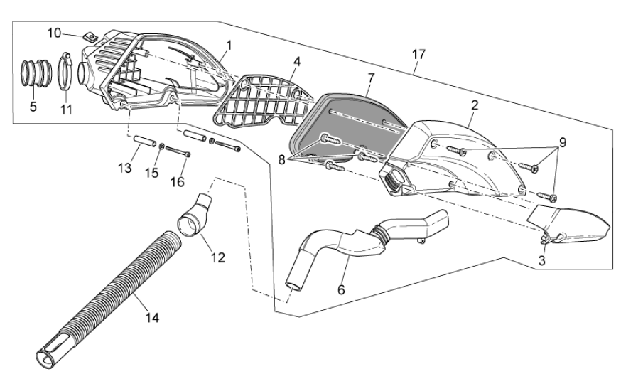 Luchtfilter versie injectie Aprilia SR 50 LC (injectie en carburateur) 2004-2009