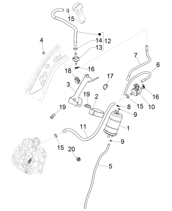 Anti-percolatiesysteem Vespa GTS 125 IE ABS Euro 5 2021