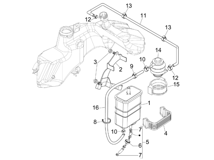 Anti-percolatiesysteem Vespa GTS 300 ie 2008-2016 (met en zonder ABS)
