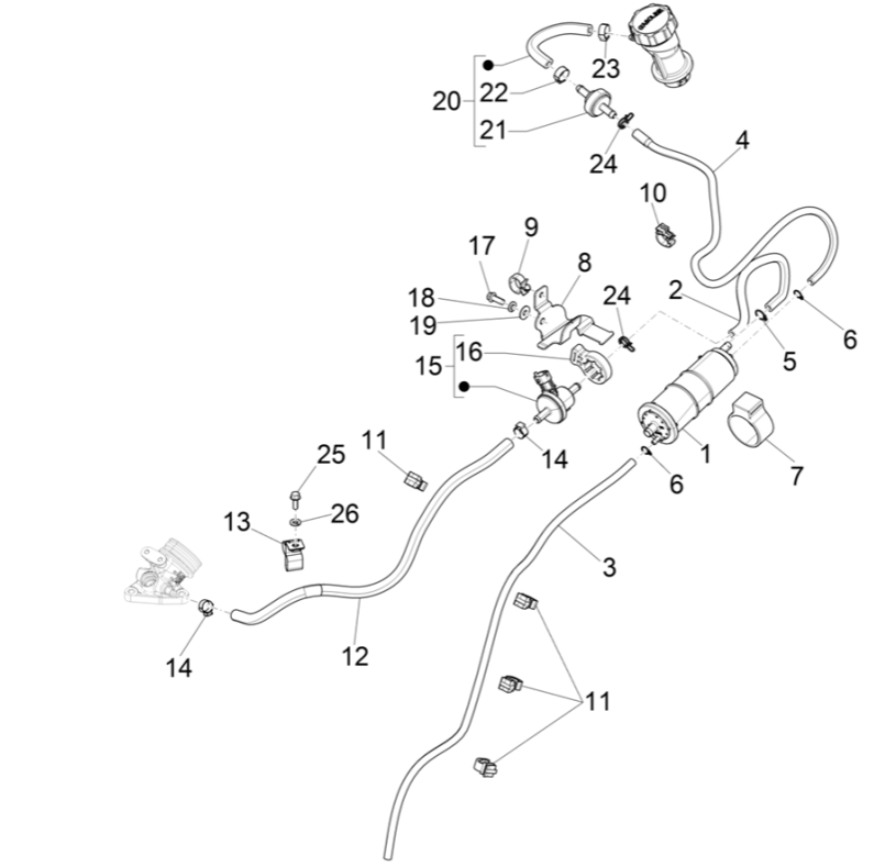Anti-percolatiesysteem Vespa Sprint 50 4-takt IGET 3V Euro 5