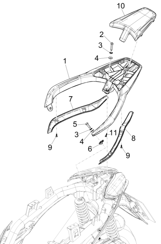 Achterdrager Piaggio Medley 125 ie ABS Euro 5 2021-2022