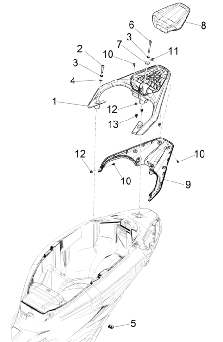 Achterdrager Piaggio Beverly 300 HPE 4V ABS Euro 5 2021-2022