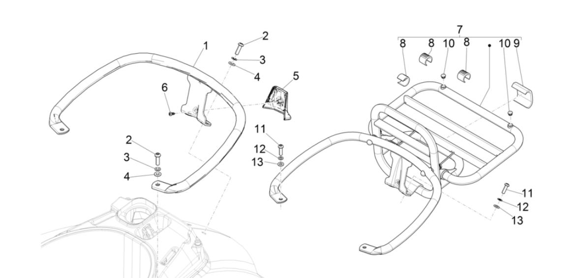 Achterdrager Vespa GTS 125 IE ABS Euro 5 2021