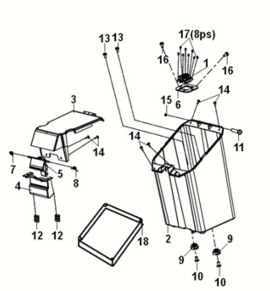 Battery case Sym E-XPRO 45KM/U 2020-2021