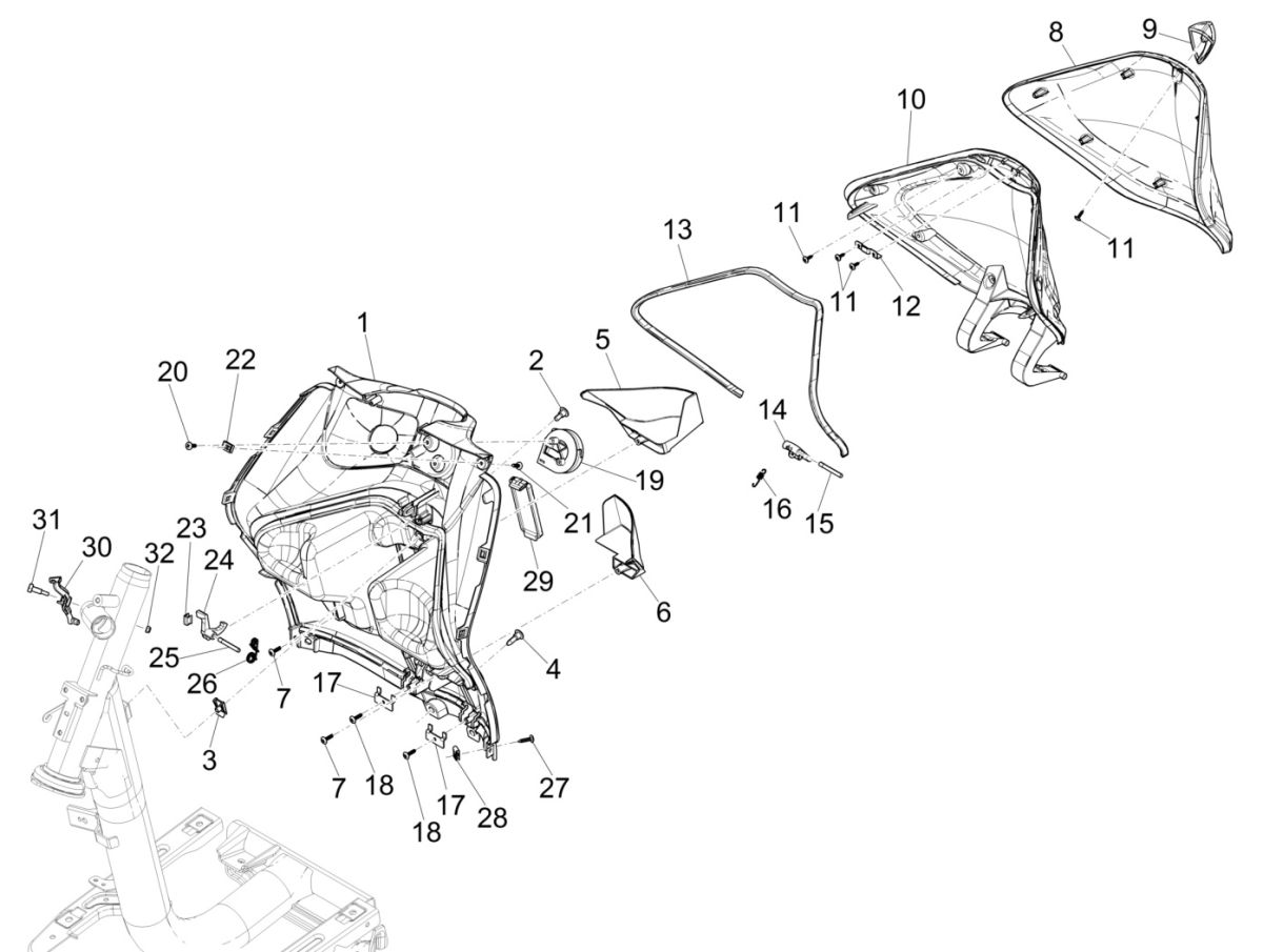 Beenschild Piaggio Liberty 125 IGET 3V IE ABS Euro 4 2015-2019